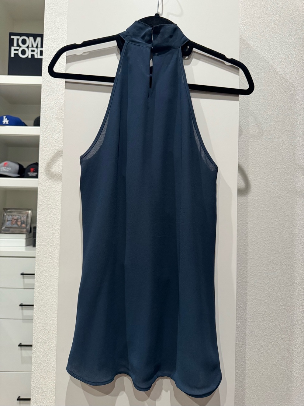 Trouve Navy Halter Ruffle Top - Picture 3 of 4